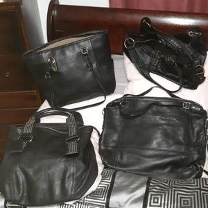 4 black handbags